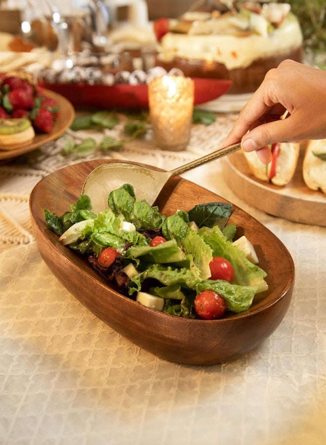 EllementryBrawny Oval Platter| Elegant Serving Platter with Wooden Board for Home & Dining | Stylish Serveware for Snacks, Appetizers, Fruits, and Desserts - Image 1